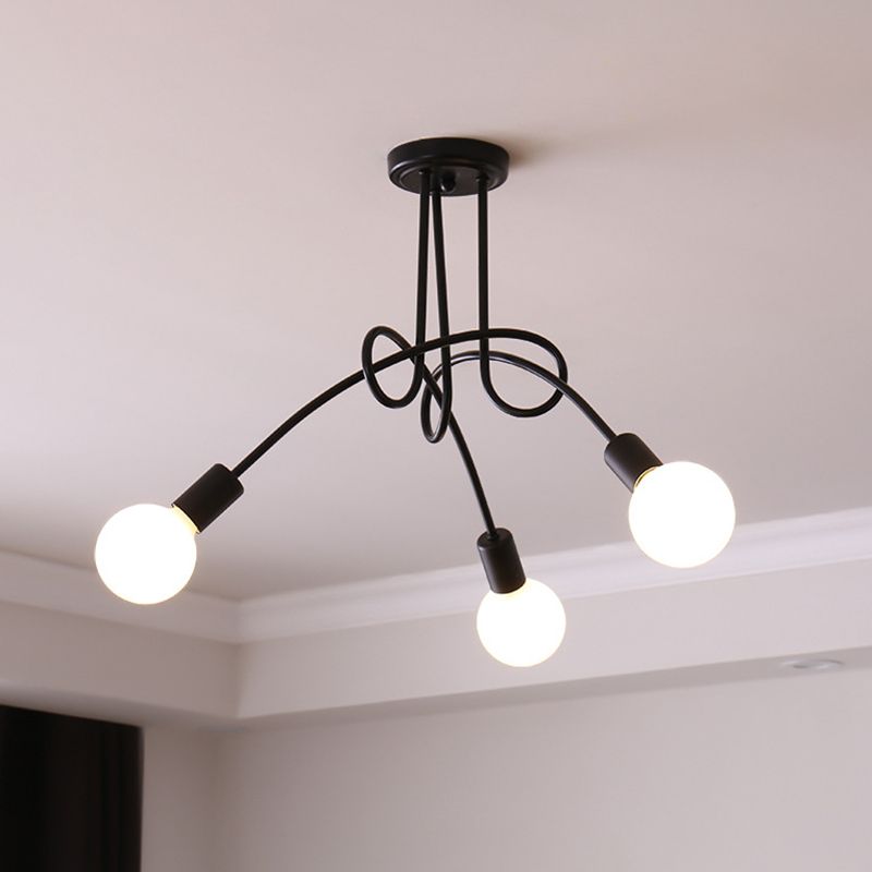 Lámpara de techo semi empotrada de metal estilo loft para dormitorio con diseño de bombilla abierta