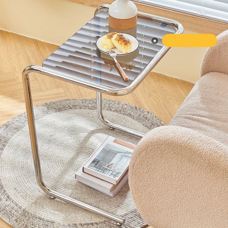 Modernistic Metal C Side Table Glass Top Side End Table for Living Room