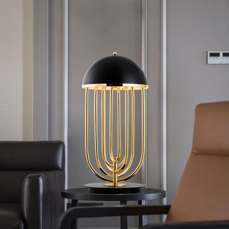 1 Kopf Wohnzimmer Task beleuchtet moderne Schwarz/Weiß -Nachttischlampe mit Kuppelmetallschatten