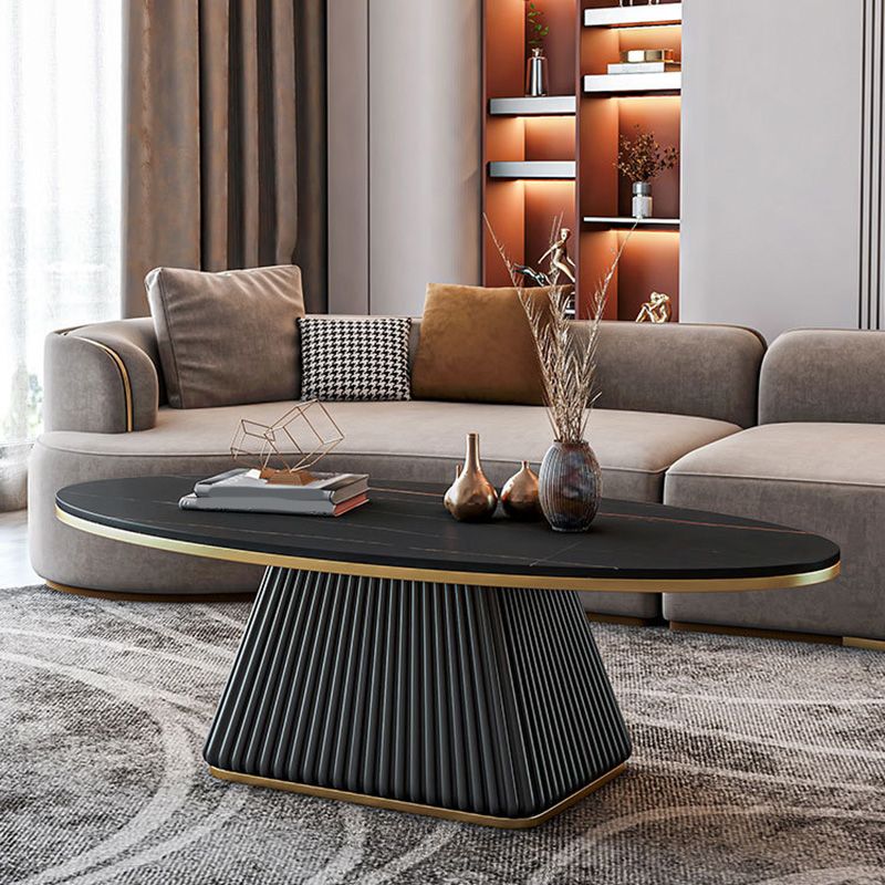 Glam Single Coffee Table Oval Pedestal Coffee Cocktail Table