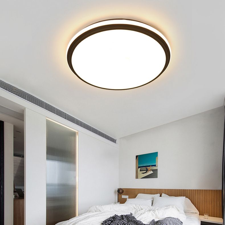 Circular Flush Mount Fixture Modern Metal 1 Light Flush Light for Living Room