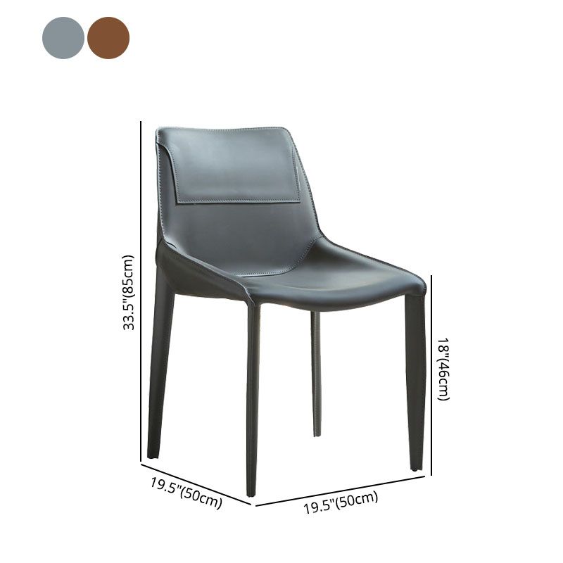 Silla de comedor de cuero moderna para interiores y exteriores, silla con respaldo sólido sin brazos