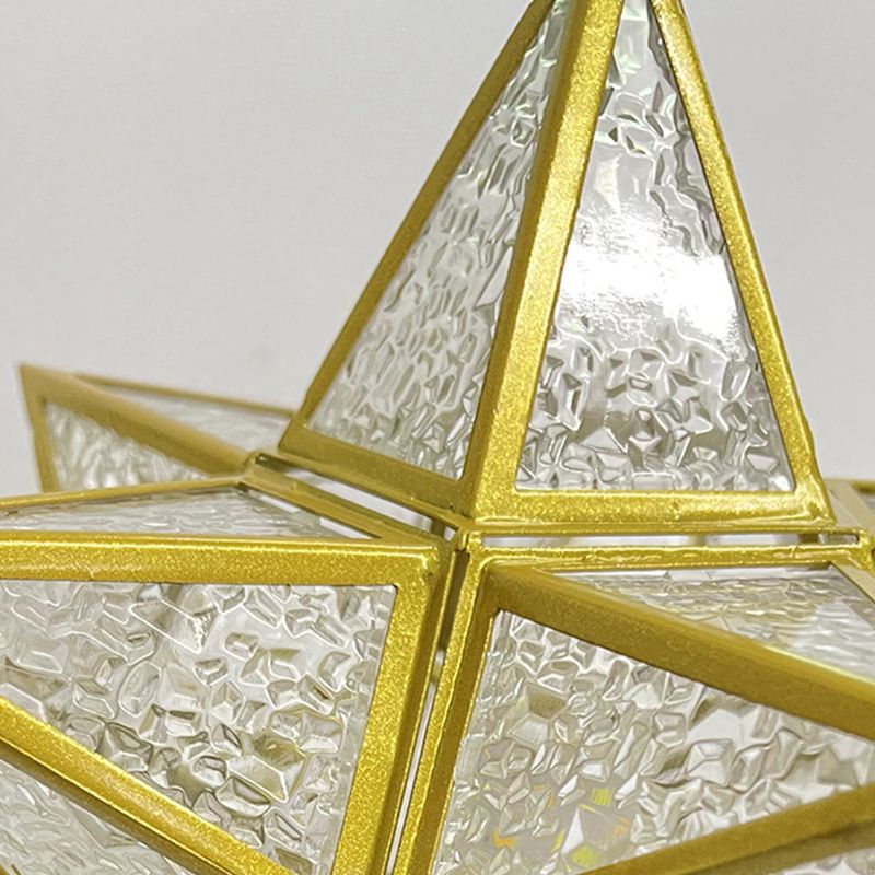 Glass Star Ceiling Mount Light Fixture Vintage Aisle Ceiling Lamp in Gold