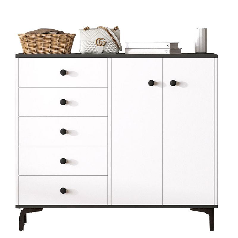 Modern White Storage Chest Dresser Wood Combo Dresser with Drawers and Doors