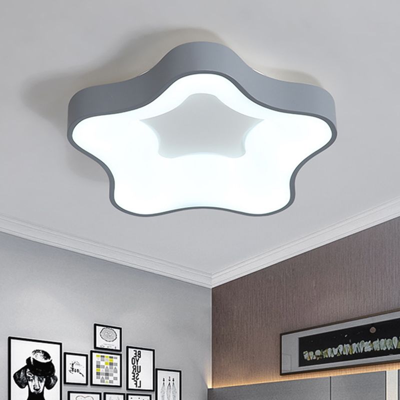 Star Bedroom Flush Mount Spotlight Acrylic LED Contemporary Ceiling Lighting in White/Grey