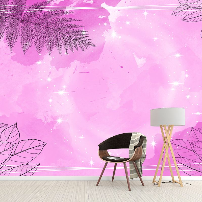 Eco-friendly Plant Illustration Wall Mural Wallpaper Sitting Room Wall Mural
