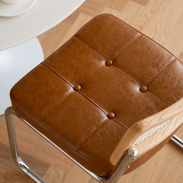 Industriële stijl Open achterkant Dining zijstoel gestoffeerde armloze eetkamerstoelen (set van 2)