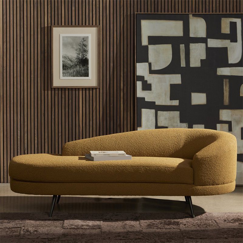 70.9" L Contemporary Recessed Arm Chaise Lounge with Cushion