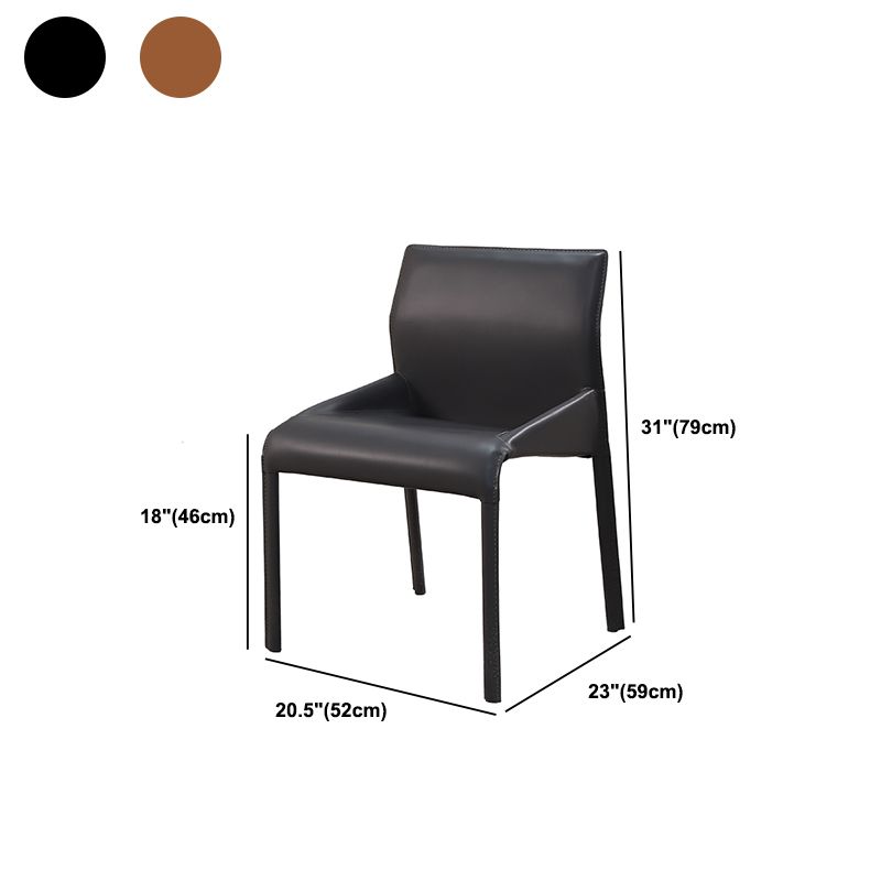 Faux Leather Modern Dining Chair Matte Finish Solid Back Indoor Chair