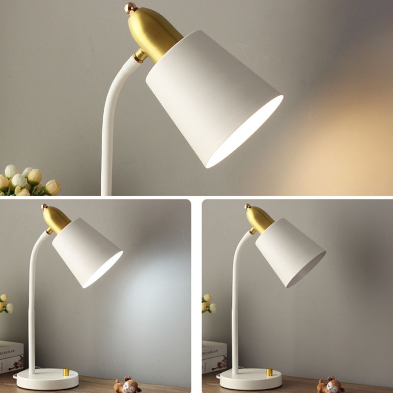 Single-Bulb Study Room Desk Lamp Macaron Style Table Light with Tapered Metal Shade