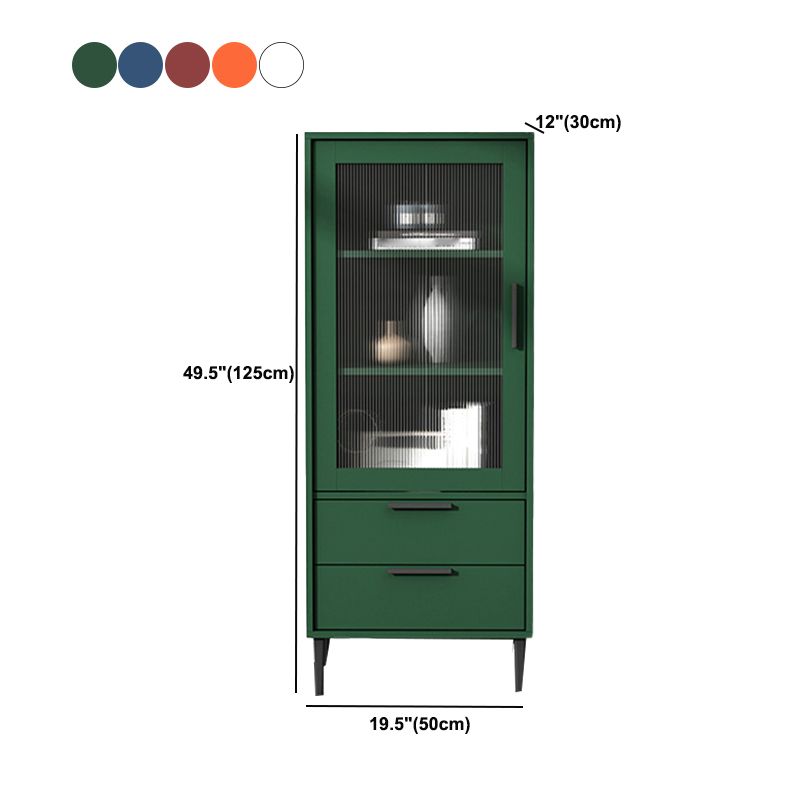 Contemporary Wooden Accent Cabinet with Glass Door and 2 Drawers