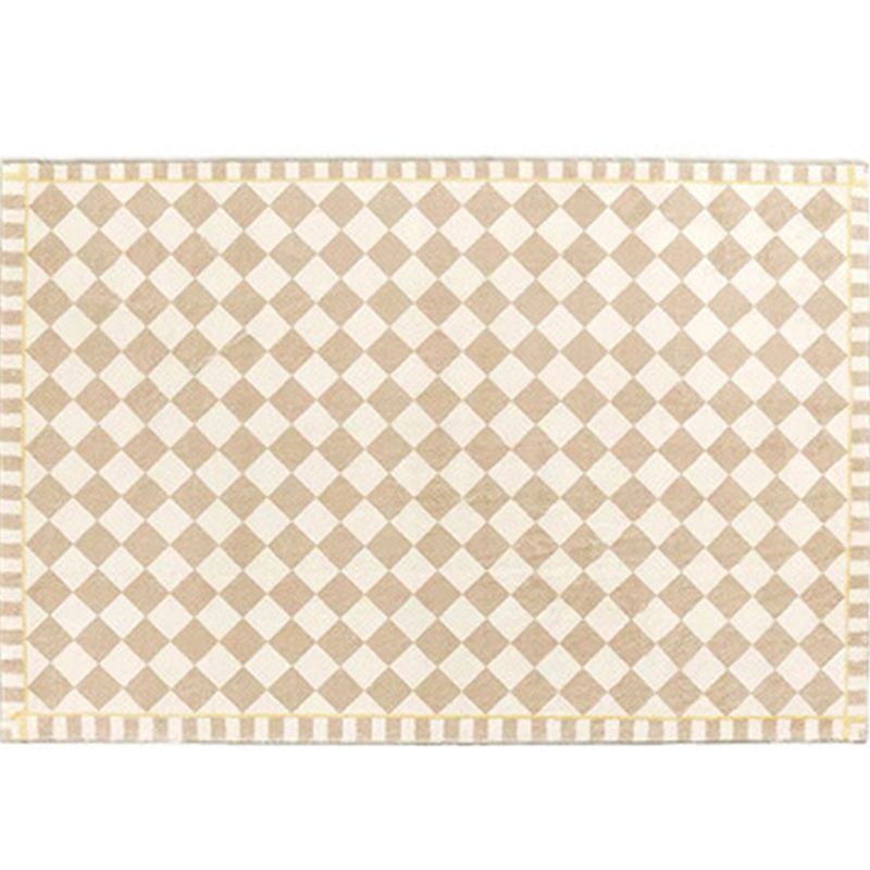 Apricot Modern Carpet Plaid Pattern Polyester Area Rug Easy Care Washable Rug for Home Decor