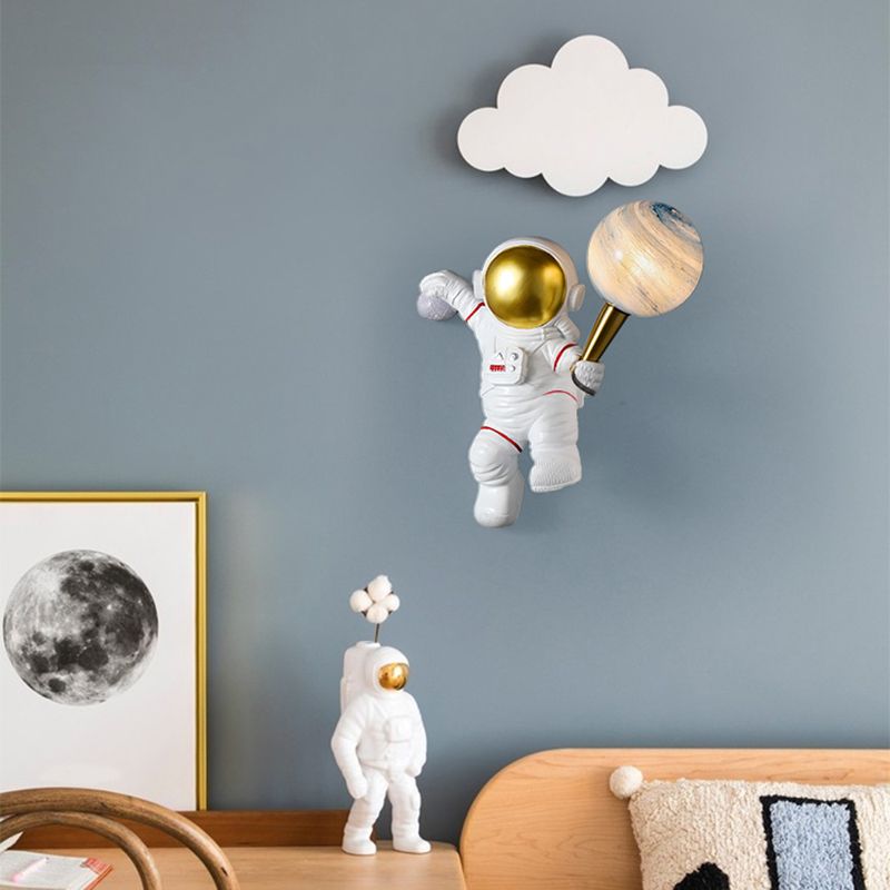 Bambini astronauta a forma di muro illuminazione da letto da camera da letto lampada da parete