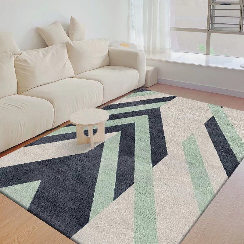 White Modern Rug Polyester Triangle Rug Non-Slip Backing Rug for Drawing Room