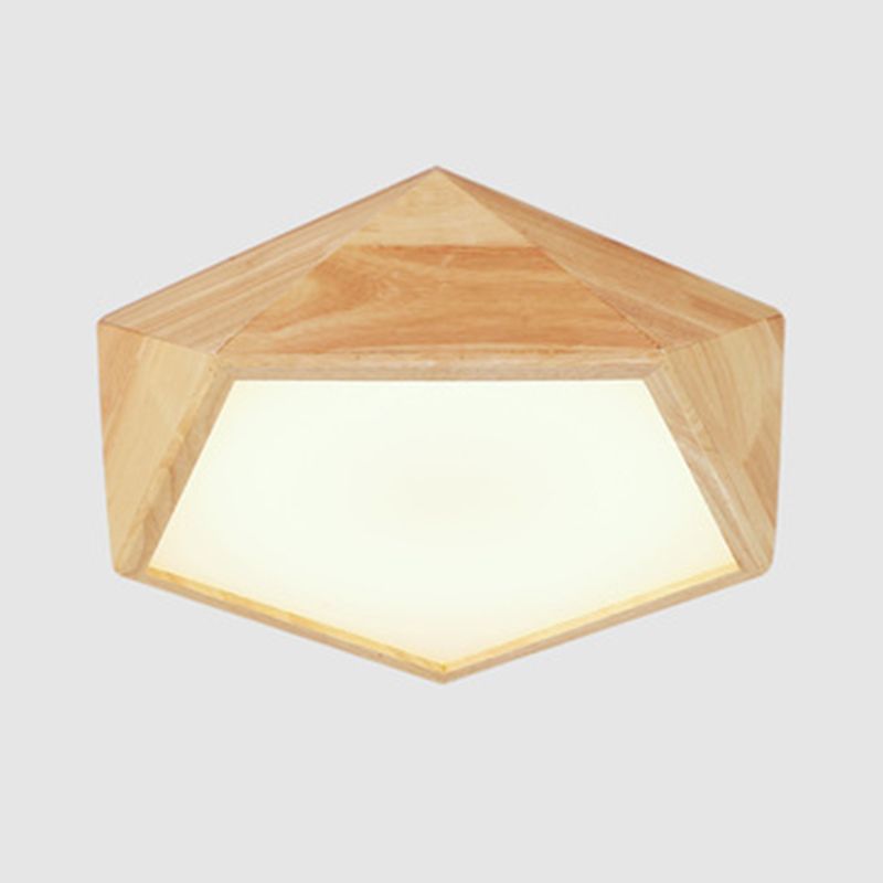 1 Light Geometric Flush Mount Contemporary Wood Flush Light for Bedroom