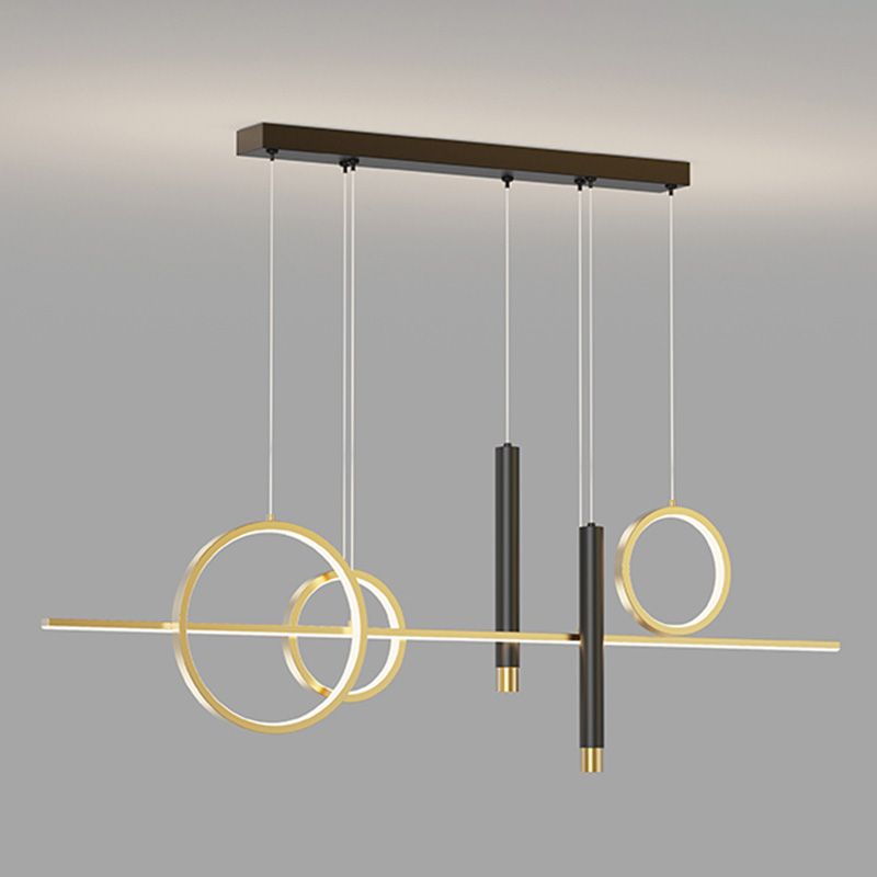 Metal Linear Island Light Fixture Contemporary Style LED Island Chandelier Light