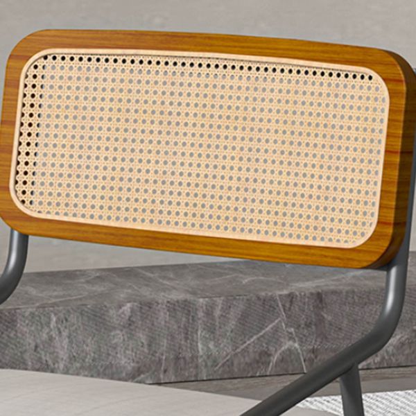 Modern Style Fabric Side Chair Cane Back Armless Dining Chair