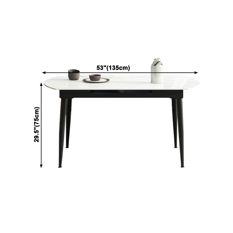 Sintered Stone Top Extendable Round Table for Restaurant Modern Dining Table in White with 4 Legs