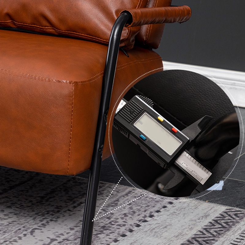 25.59" Wide Faux Leather Metal Frame Sofa 3 Seater Sofa for Living Room