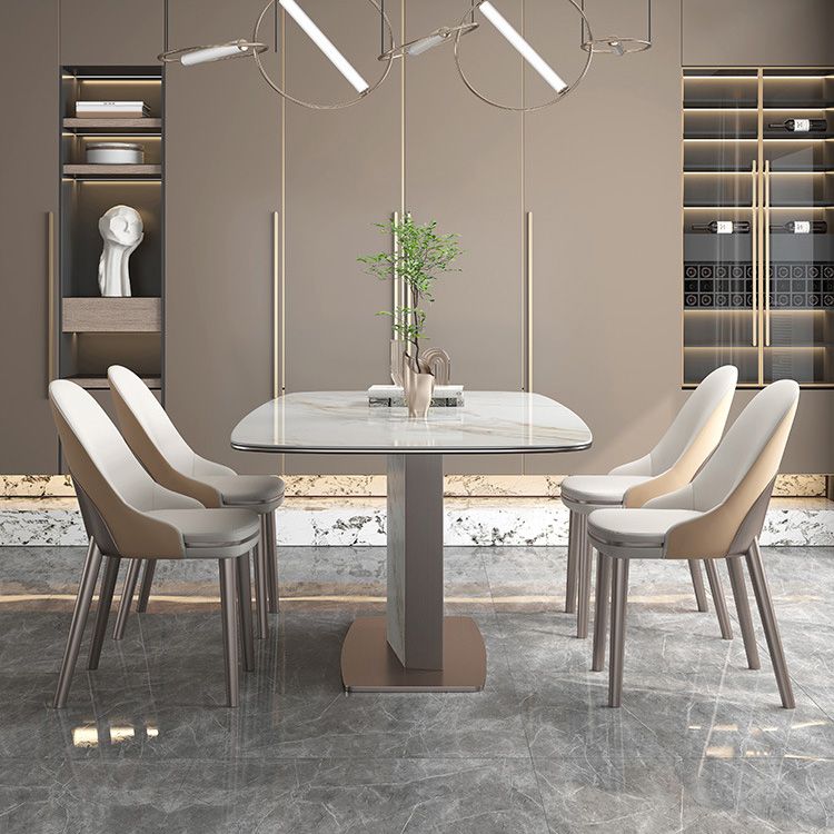 Glam Style Dining Rectangle Table Sintered Stone Table with Metal Legs for Home Use