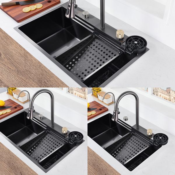 Modern Kitchen Sink Stainless Steel Noise-cancelling Drop-In Kitchen Sink with Faucet