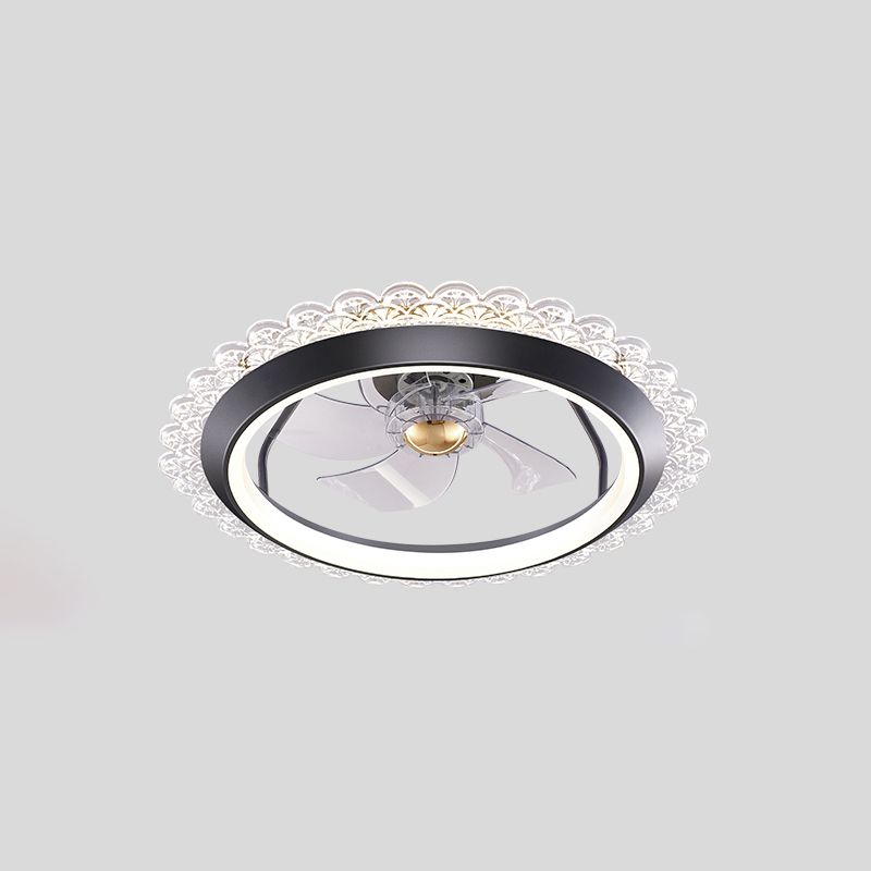 Metal Ceiling Fan Light Round Modern Ceiling Light Fixture for Bedroom