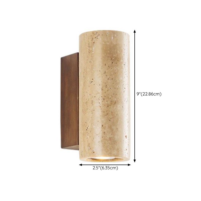 Cylinder Shape Wood Wall Sconces Modern 1-Light Wall Mount Light Fixture in Brown