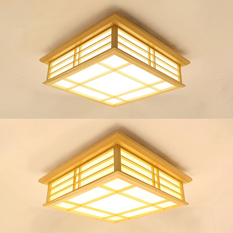 Modernes minimalistisches Rechteck Deckenbündige Halterung Licht Naturholz Wohnzimmer Flush Mount Beleuchtung