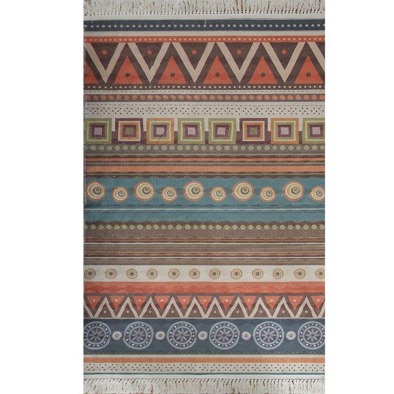 Multicolor Bohemian Area Carpet Cotton Ethnic Print Indoor Rug Washable Carpet for Living Room