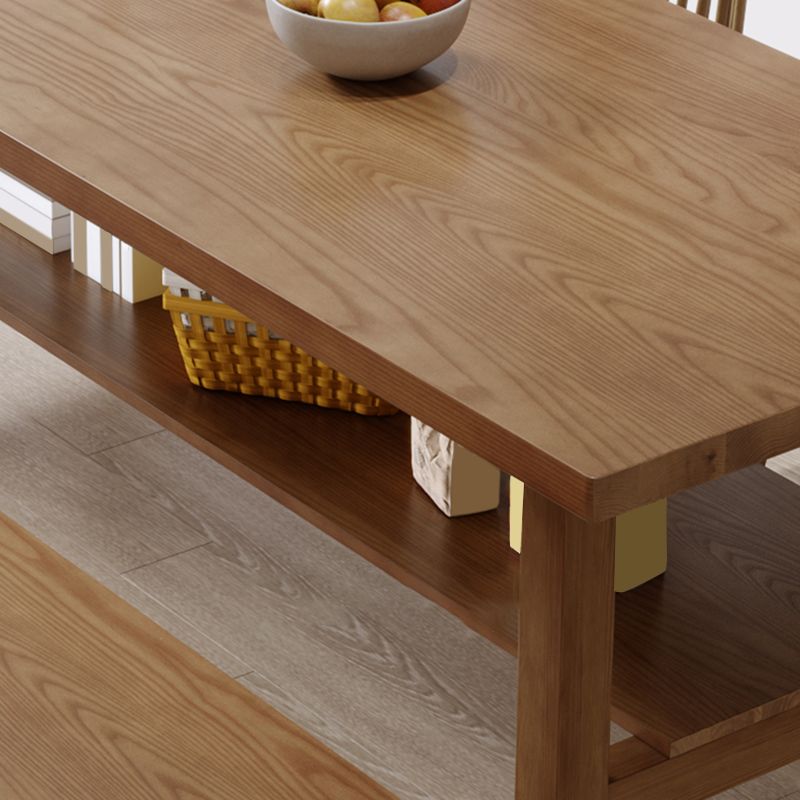 Simplicity Dinette Table Solid Wood Rectangle Dining Room Table in Brown