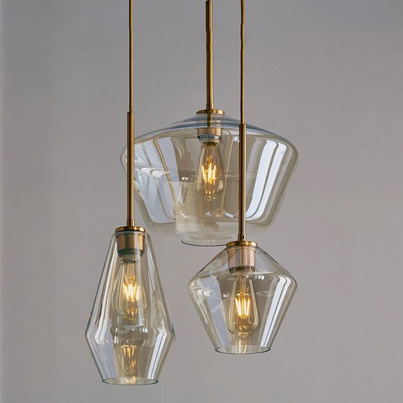 Clear Hand Blown Glass Ceiling Pendant Lamp Modern Minimalist 1 Light Hanging Lamp for Living Room