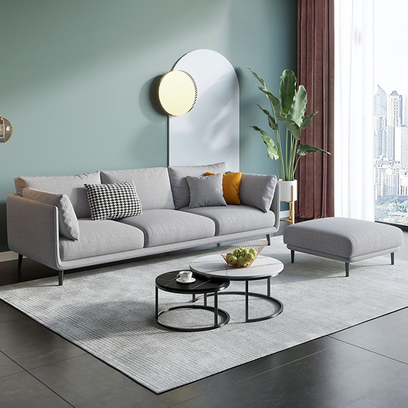Modern Faux Leather Tuxedo Arm Sofa with Loose Back for Living Room, Water Proof