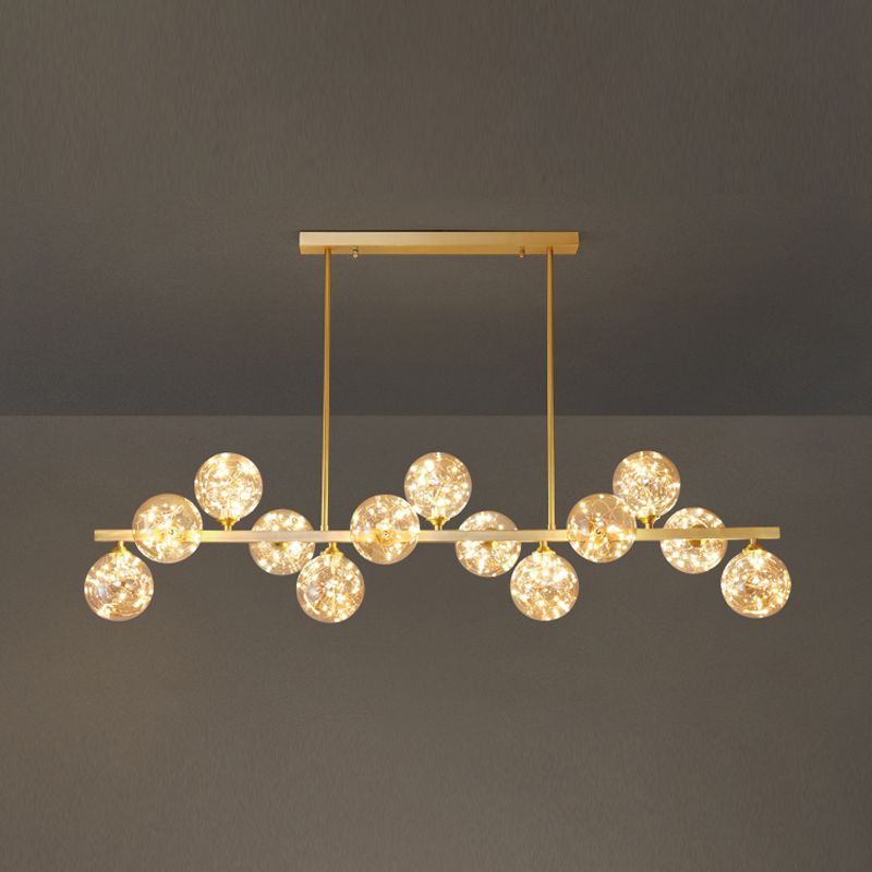 Contemporary Island Light Fixtures Sphere Glass Island Lights in Gold