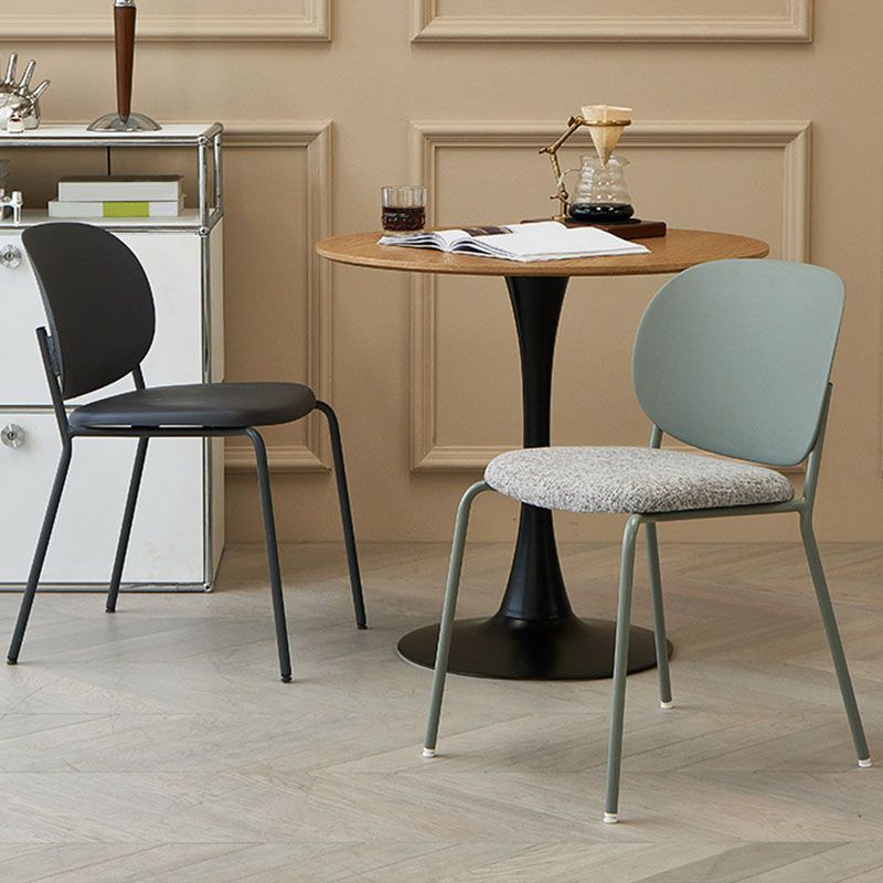 Modern Upholstered Armless Chair Plastic Dining Chair with Metal Base for Restaurant