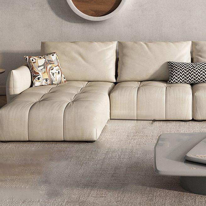 32"H Mid-Century Modern Sectional Sofa Leather Stain-Resistant Sleeper Sectional