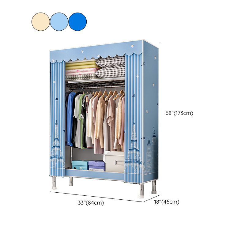 Contemporary Wardrobe Armoire with Shelves Steel Wardrobe Closet for Bedroom