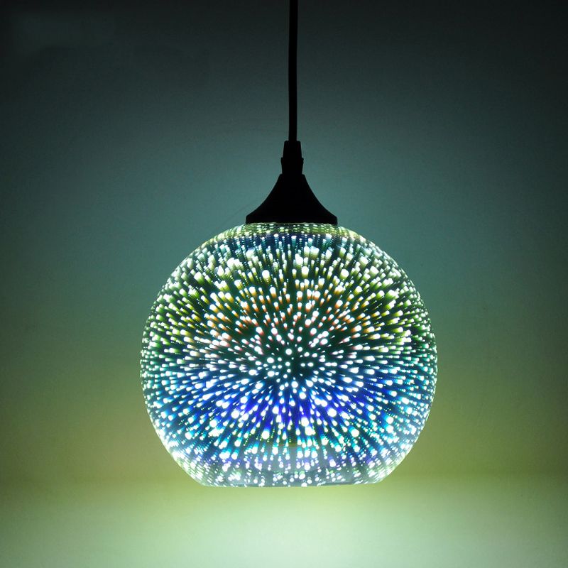 Geometry Dining Room Pendant Lamp 3D Firework Glass 1 Bulb Modern Hanging Light Fixture