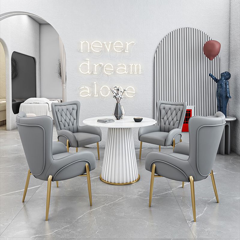 Glam 1/5 Pieces Dining Set Circular Stone Dining Table for Dining Room