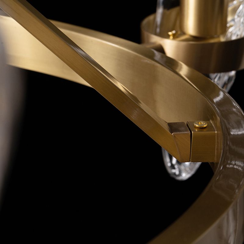 Glazen kroonluchter met meerdere hoofden, moderne hangende kroonluchter voor zitkamer