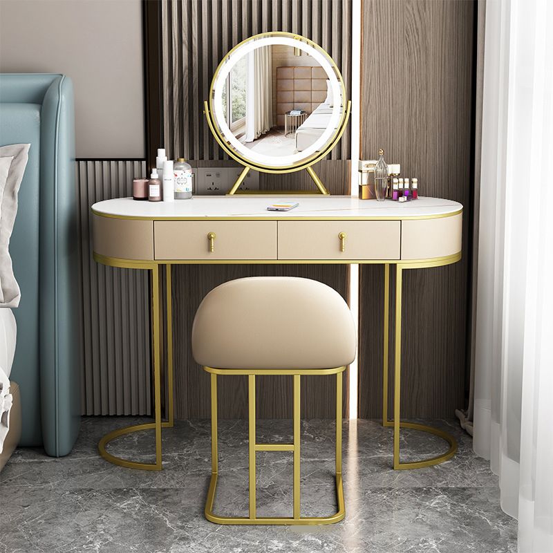 Glam 29.52 " H Slate Top Vanity Stool with Drawers Dressing Table
