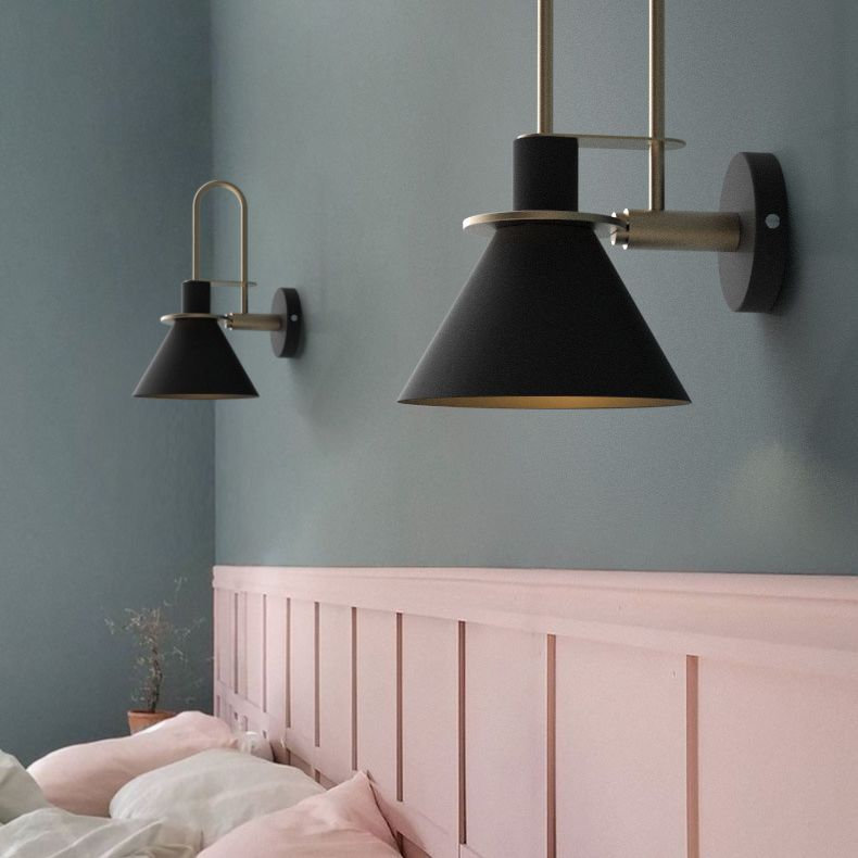 Postmodern Simplicity Cone Wall Lamps Metal Wall Lighting Fixtures for Bedroom