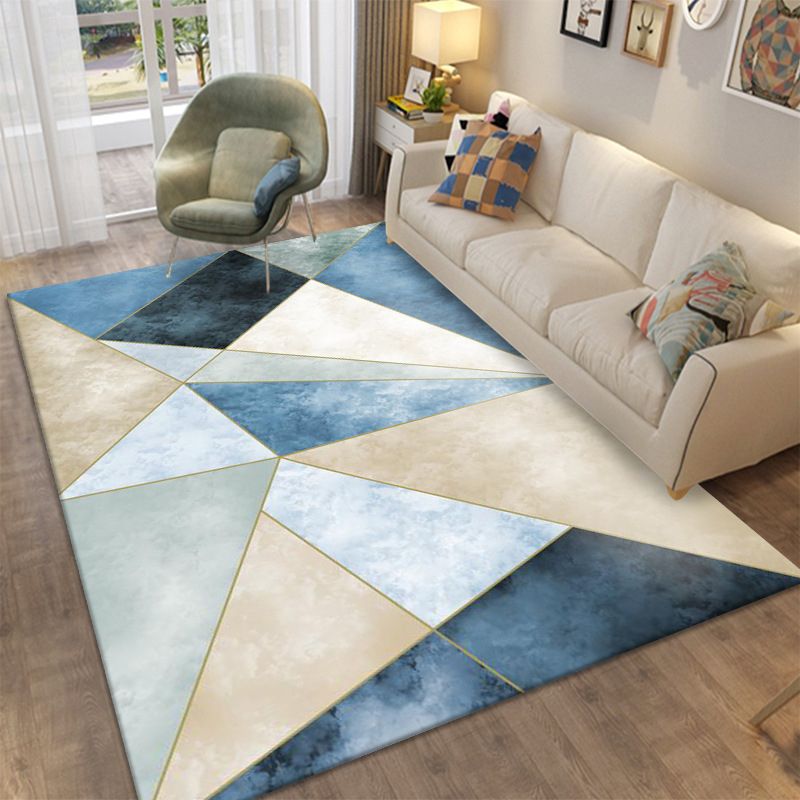 Modern Area Rug Novelty Geometric Pattern Carpet Living Room Polyester Rug with Non-Slip Backing