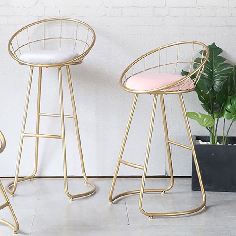 Glam Metal Bar and Counter Stool Low Back Stool with Gold Sled Base