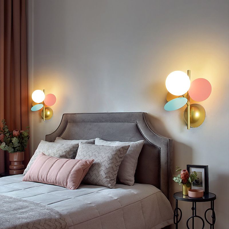 Macaron Ball Shade Wall Sconce Metal 1 Light Sconces for Bedroom