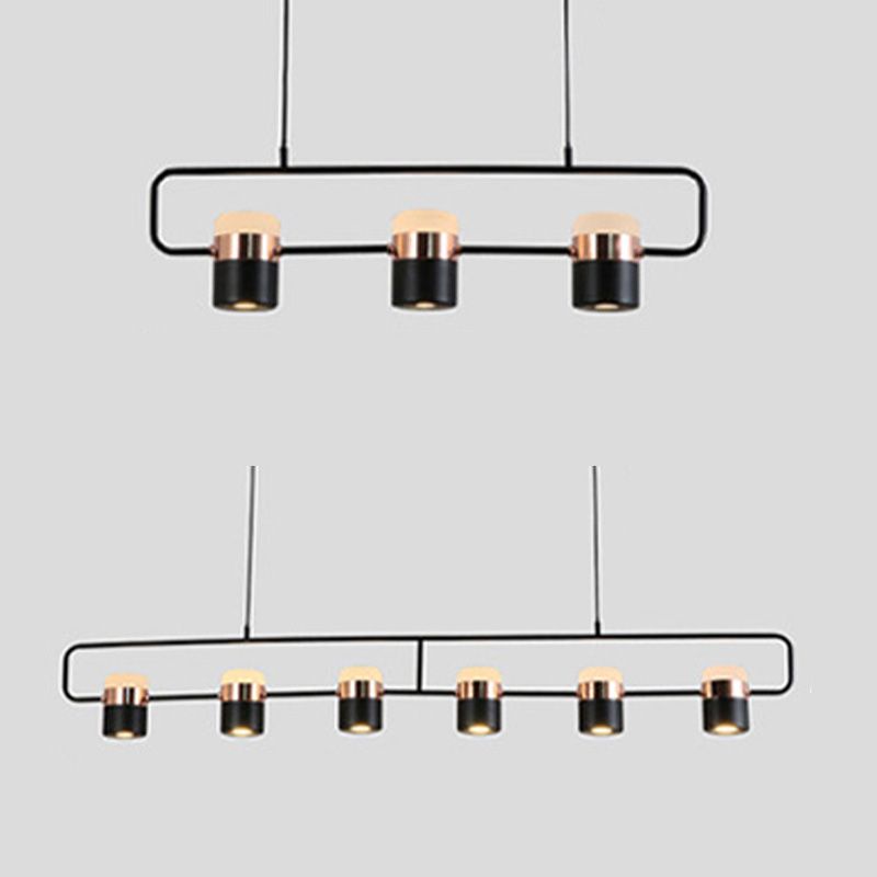 Cylinder Island Light Fixtures Modern Multi-Light Island Chandelier Lights with White Acrylic Shade