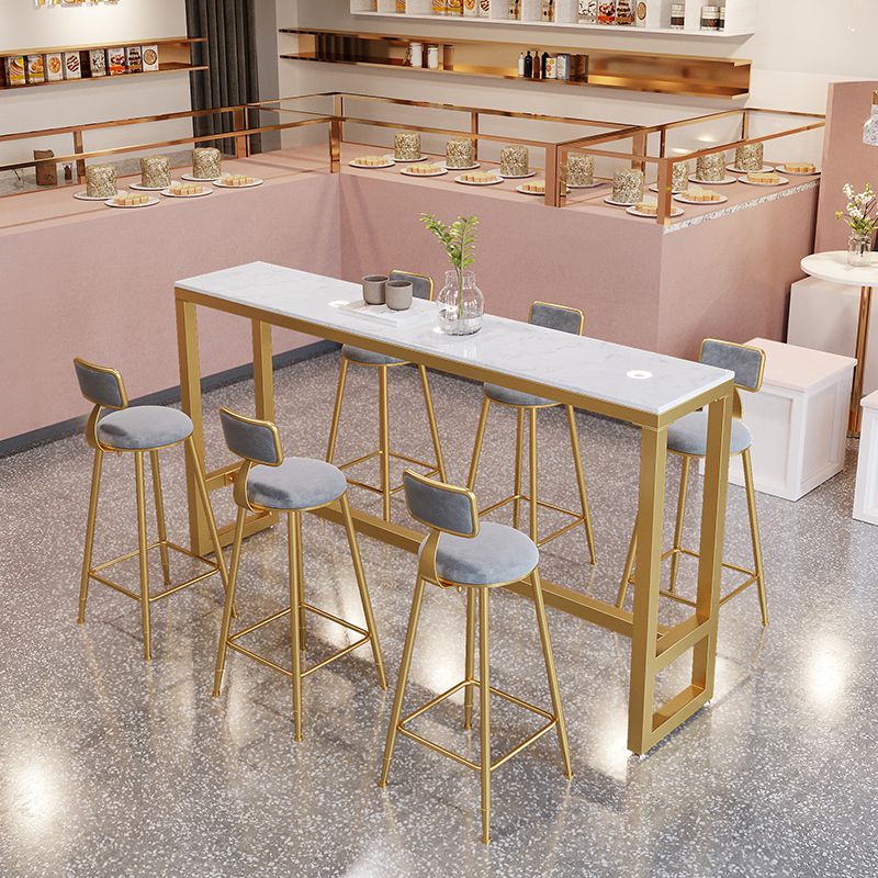 Rectangle Bar Table and Stools 1/4/7 Pieces Sintered Stone Bar Table with Low Back Stools