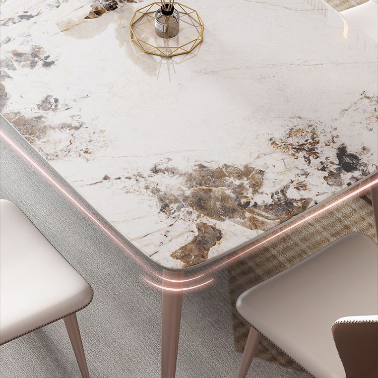 Nordic 1/2/5/7 Pieces Furniture Rectangle Stone Dining Table Set in White