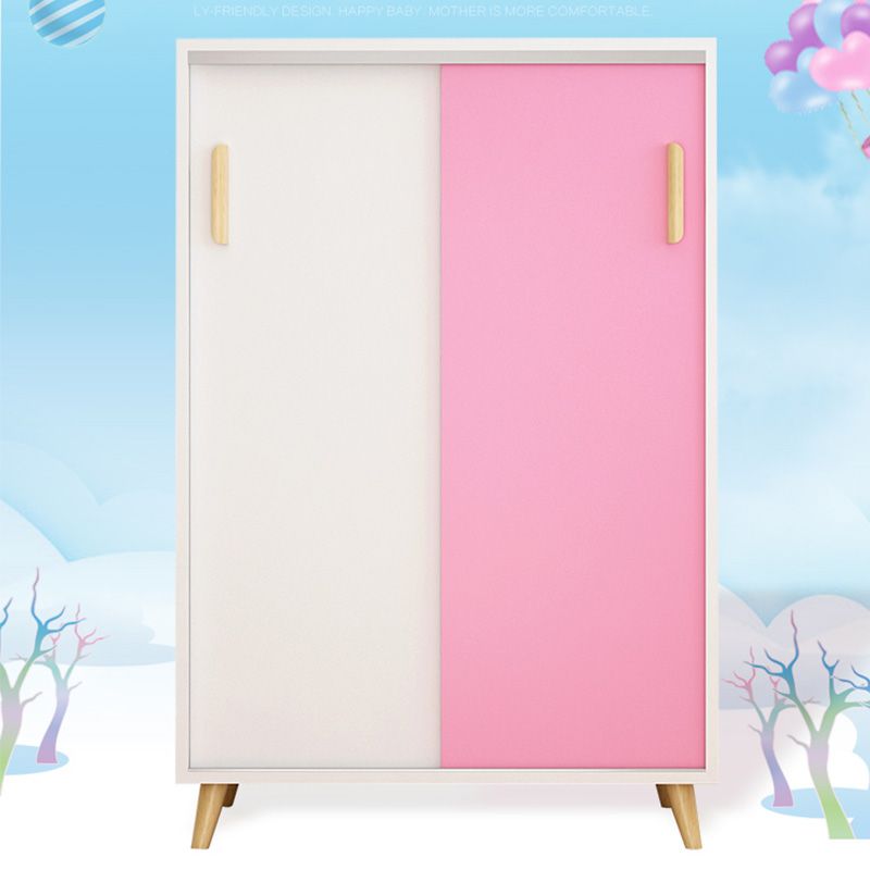 Blue Contemporary Kids Closet High Gloss Wooden Closet with Garment Rod