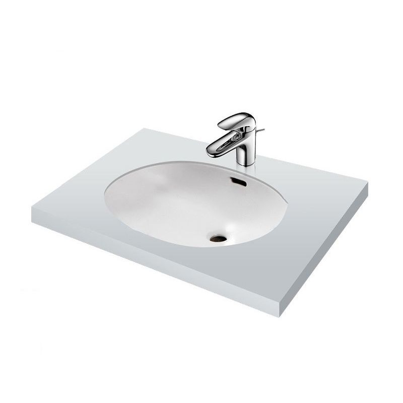 Oval Bathroom Sink Modern Style Overflow Hole Design Ceramic Bathroom Sink Only