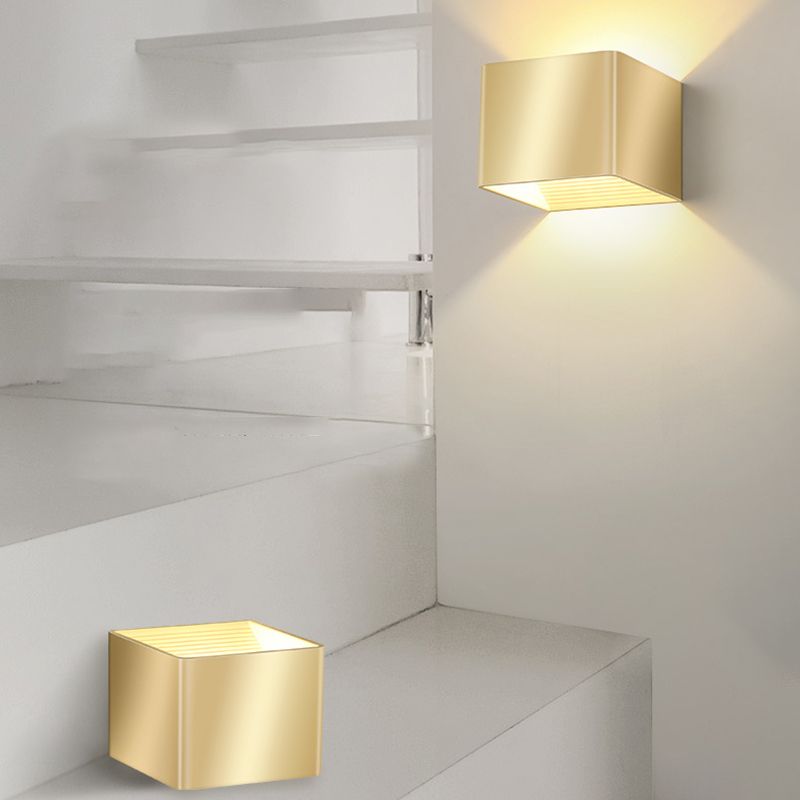Modern Golden Wall Mounted Sconce Rectangle 2 Lights Shaded Wall Light